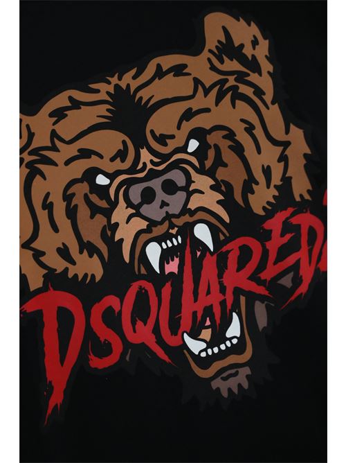 T-shirt con stampa bear logo in cotone nero DSQUARED2 | S74GD1316 D20014900